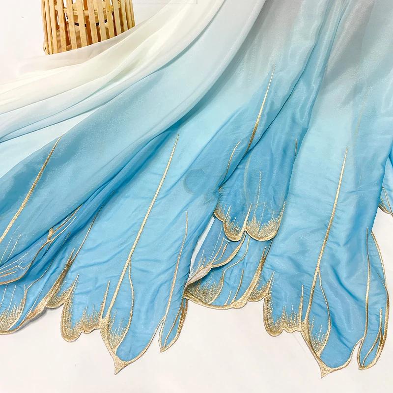 150x100cm Embroidery Lotus Leaf Soft Fabric DIY Hanfu Shirts Doll Cloth Chinese Style DIY Sewing Craft Organza Tulle Fabric New