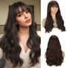 Натуральные длинные волнистые парики синтетические с темно-коричневым париком термостойкие волосы для женщин ежедневный Хэллоуин вечеринка косплей