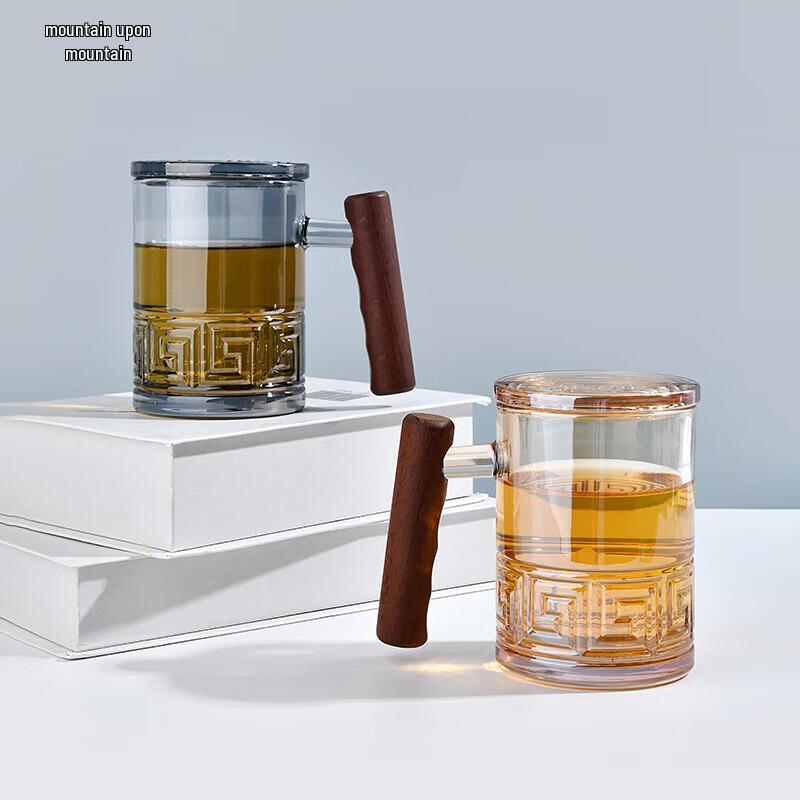 Mountain Series Wood Handle Glass Cup