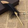 Vintage Quill Ballpoint Feather Calligraphy Pen Smooth Writing Soft Fluffy Pen Office