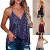 Women Glitter Sequin Tank Vest Tops Sleeveless Strappy Casual Tee T-Shirt Summer