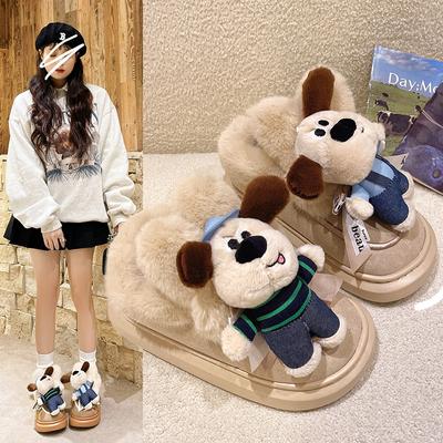 Ботинки женские милые мультяшные плюшевые хлопковые ботинки на осень и зиму 2024 года новые повседневные плюшевые зимние ботинки на толстой подошве женская обувь