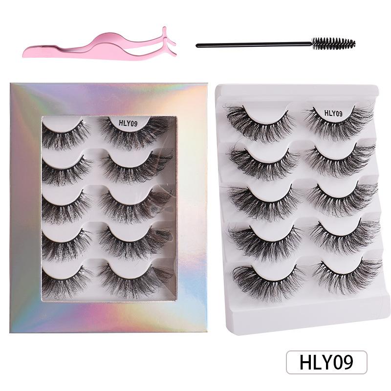 Накладные ресницы из европейской и американской норки, 5 пар толстых жареных натуральных вьющихся искусственных ресниц