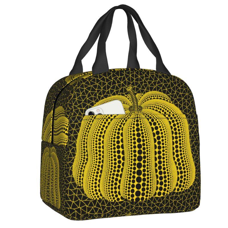 Custom Yayoi Kusama Abstract Art Insulated Lunch Bags for Women Resuable Thermal Cooler Food Lunch Box Kids School Children