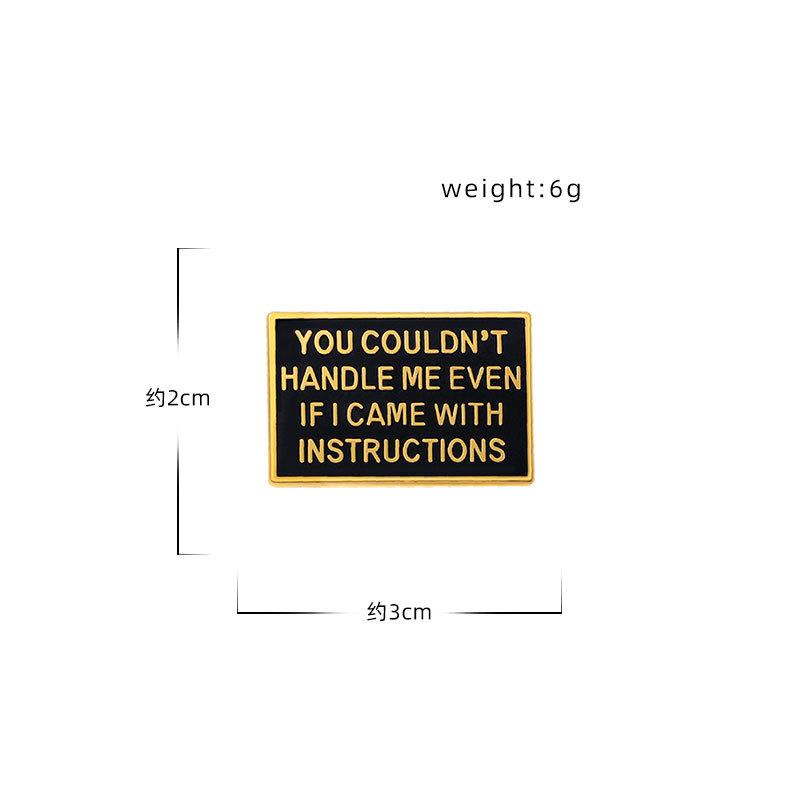 Brooch, black gold frame, English letters, high-end light luxury clothes, decorative schoolbag buckle, zinc dripping oil