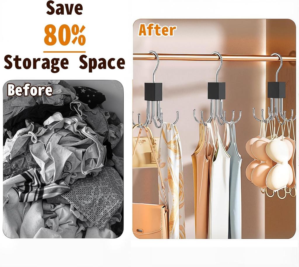 Вращающийся на 360° многофункциональный крючок для хранения с несколькими когтями, многофункциональная вешалка для одежды для ремня, бюстгальтера, майки, галстука, шарфа, кошелька, органайзер