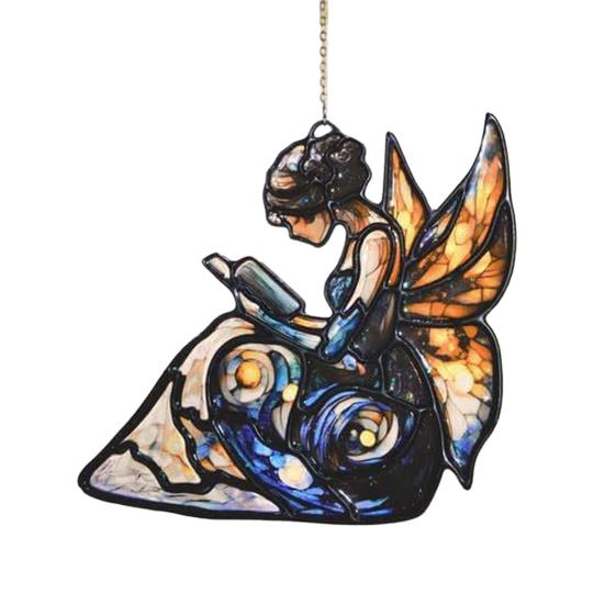 Yousheng Suncatcher Acrylic Stained Glass Effect Butterfly/Dragonfly/Fairy Ornament Window Hanging Decor Holiday Gift for Women Mom Grandma