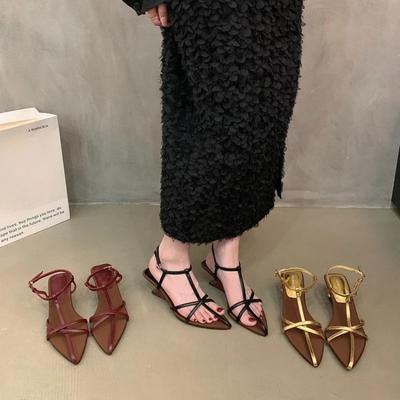 Женские модные сандалии на тонком низком каблуке с острым открытым носком и ремешком на щиколотке, туфли для платья однотонные летние женские сандалии на тонком низком каблуке