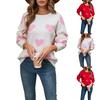 Women's Loose Casual  Fashion Round Neck Heart Sweater Knitted Bottoming Shirt Sweater