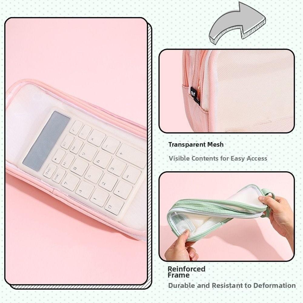 Transparent Pencil Case Mesh Stationery Pouch New Pen Organizer Bag Stationery