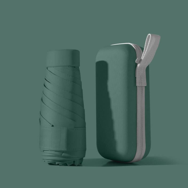 Мини-портативный зонт от солнца с набором чехлов, зонтик от дождя и блеска, двойного назначения, унисекс, для путешествий, переносной, складной, карманный мини