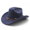 Ethnic Style Suede Western Cowboy Hat Woolen Jazz Top Hat Men And Women'S Ethnic Style Autumn And Winter Felt Hat Big Eaves Hat