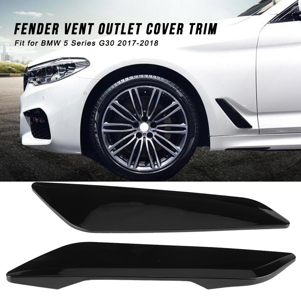 2Pc For BMW 5 Series G30 2017 2018 Fender Vent Outlet Cover Trim Decorative Sticker PiaNo Black