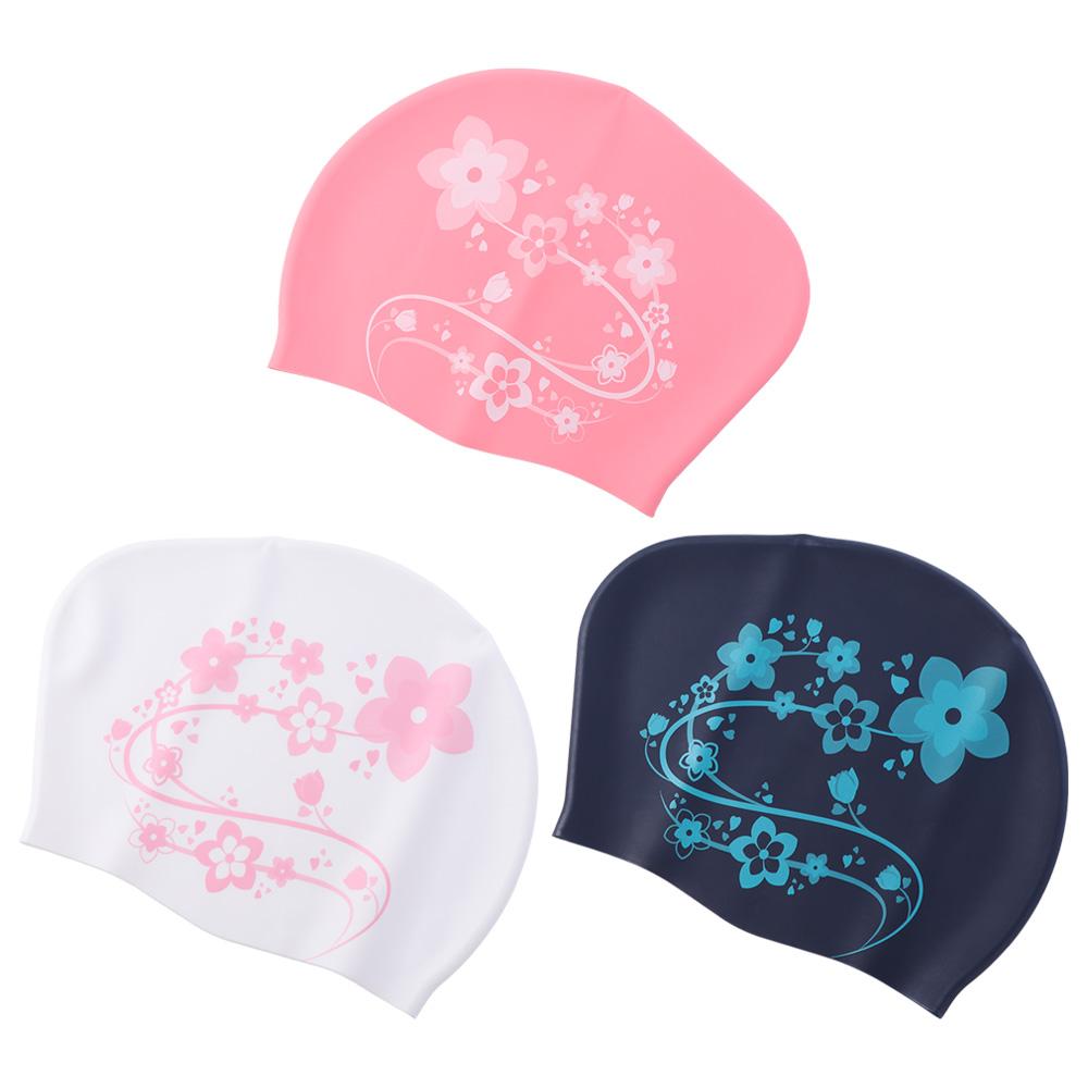 Soft Flower Swim Headgear Thicken Design Snorkeling Cap Major Bathing Cap Floral Diving Hat  Shower