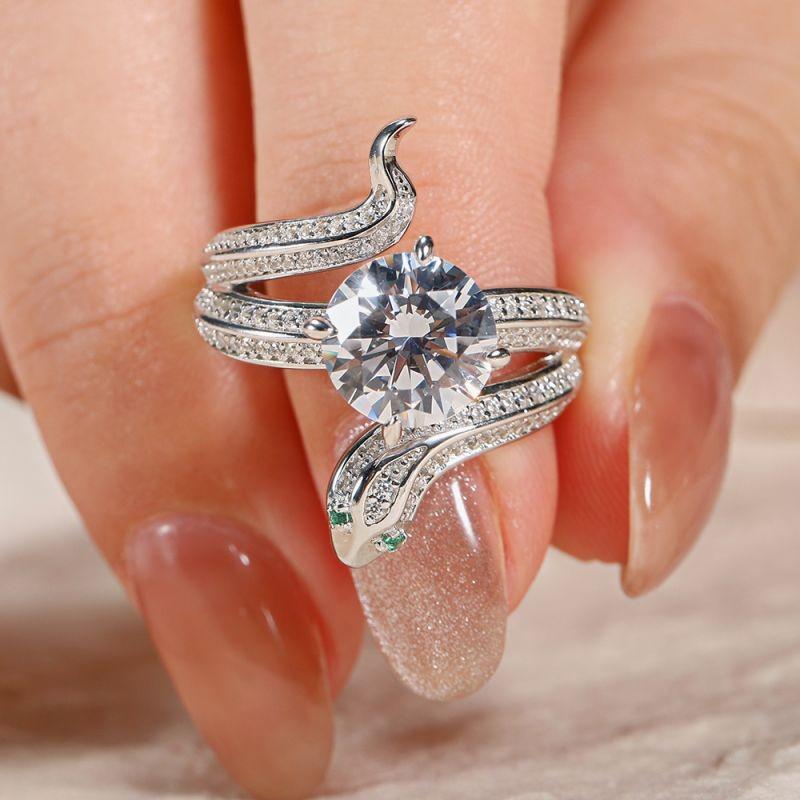 Кольцо Huitan Personality Snake Finger Ring для женщин Green Eye Trending Accessories Повседневная одежда для вечеринок Женские ювелирные изделия Прямая поставка