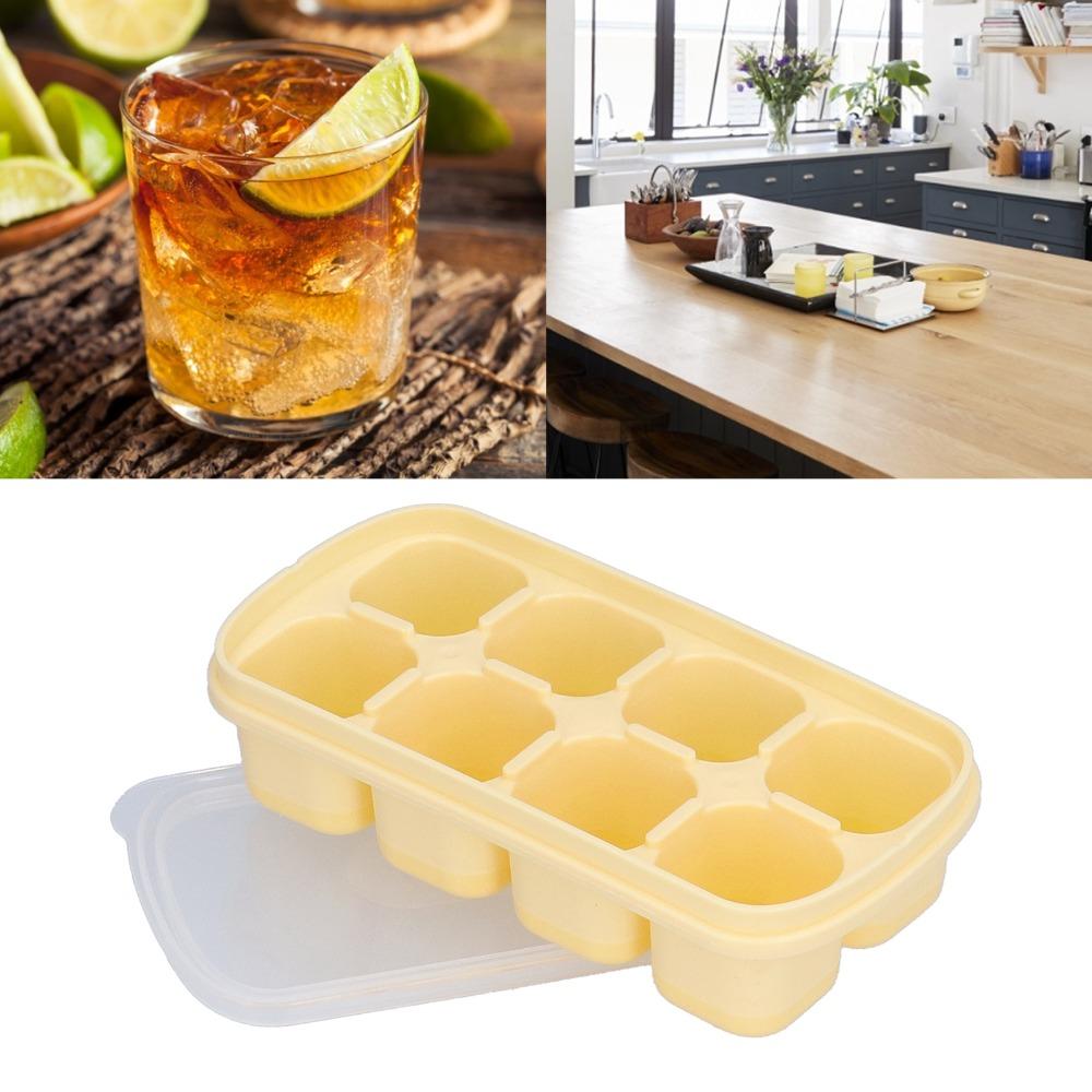 With Lid Ice Cube Mold 8 Grid Large Ice Cube Tray Reusable Ice Cube Tray Freezer Use