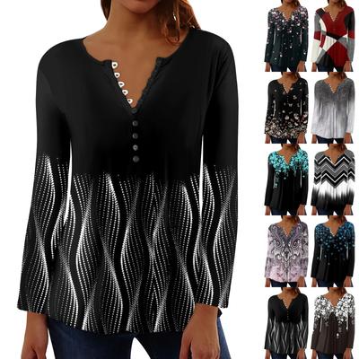 Женский повседневный топ свободного покроя с длинным рукавом и пуговицами