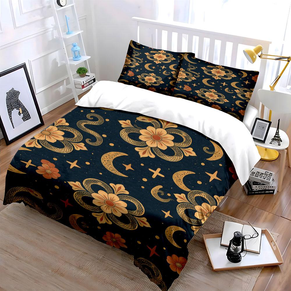 Flowers, moons, snakes, stars. Bedding sets Duvet cover sets Duvet covers Pillowcases(1* Duvet Cover 2* Pillowcases without duvet insert)