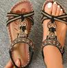 Bohemian Spring 2024 Rhinestone Flower Open-Toed Sandals for Outdoor Beach