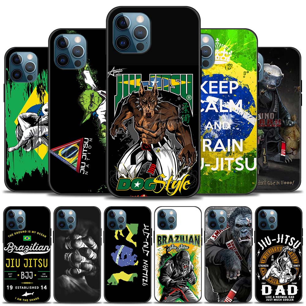 Чехол для телефона для iPhone 12 Pro 11 Pro Max XR XS MAX 7 8 Plus 12, мини-силиконовый бампер, черный чехол BJJ, бразильское джиу-джитсу