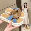 Thick-soled Cool Slippers for Women's Summer Wear, New Color Matching Cross-band Fashion Word Casual Seaside Beach Shoes for Women