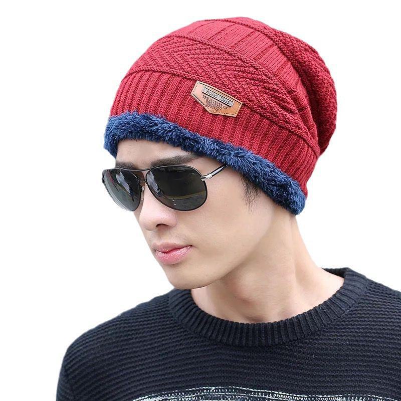 Треугольная вязаная шерстяная шапка для мужчин - на бархатной подкладке, утолщенная, теплая, морозостойкая, в корейском стиле, осенне-зимняя велосипедная кепка-пуловер