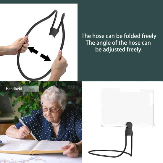 Подвесная лупа на шею, увеличительное стекло без помощи рук с гибкой шеей, большая область просмотра, легкая портативная лупа для чтения для пожилых людей