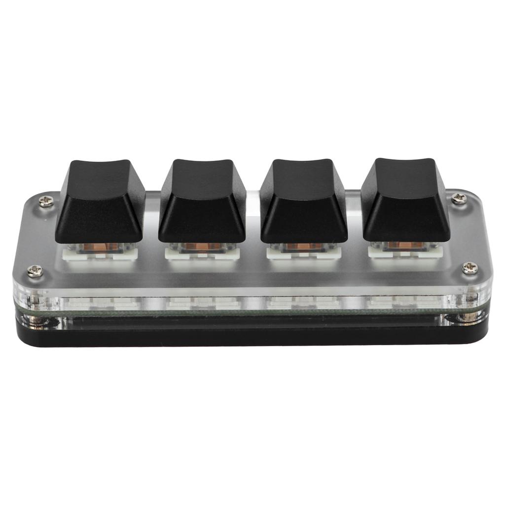Mini 4 Key Gaming Keyboard Mechanical Keypad Type C To USB Interface Programming Black with RGB