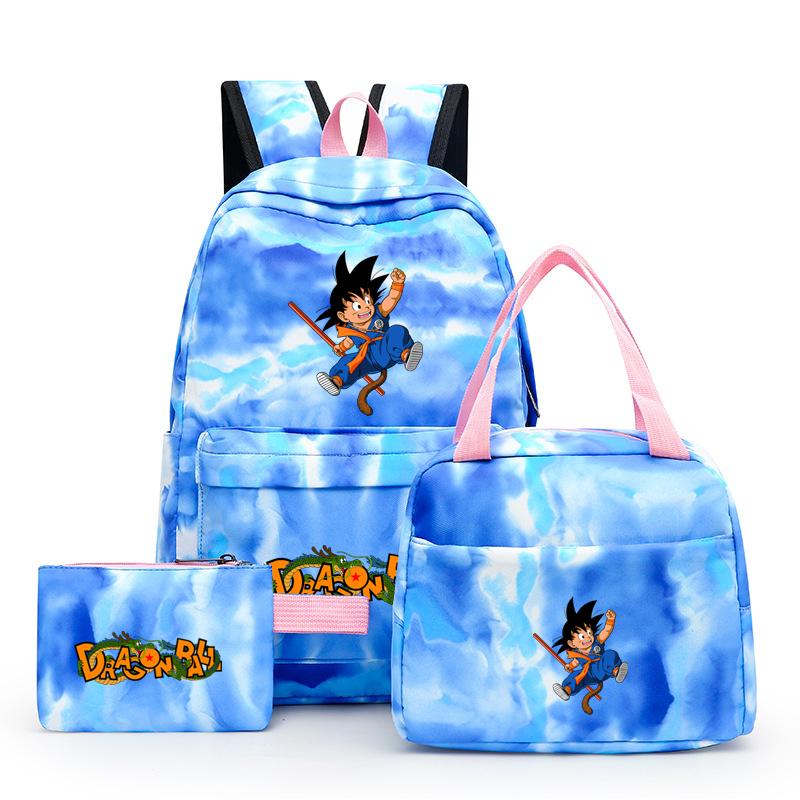 3 шт./компл., разноцветный рюкзак Dragon Ball с сумкой для обеда для женщин, студенческий рюкзак для подростков, повседневные школьные сумки, наборы