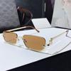 Модные маленькие квадратные женские маленькие квадратные солнцезащитные очки в металлической оправе для дам, элитный бренд, полурамка, прямоугольные оттенки
