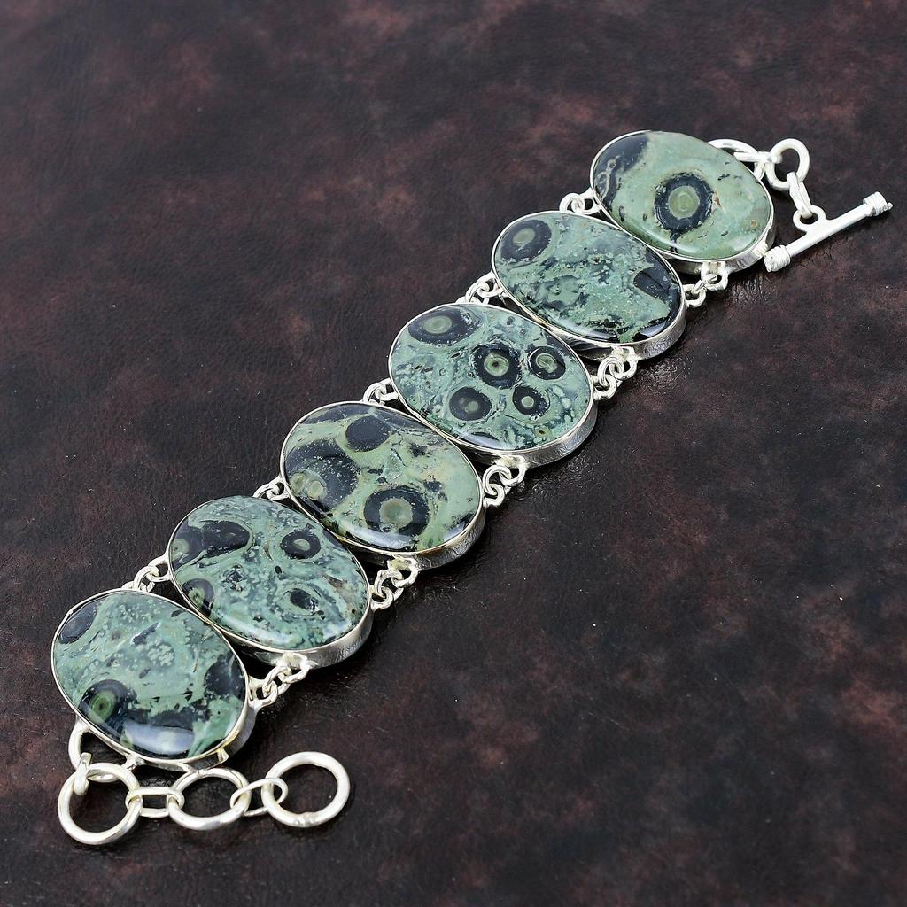 Браслет из яшмы Камбаба, браслет из стерлингового серебра 925 пробы, достойные ювелирные изделия из драгоценных камней, регулируемый браслет-цепочка, изящный браслет ручной работы, подарок для мамы