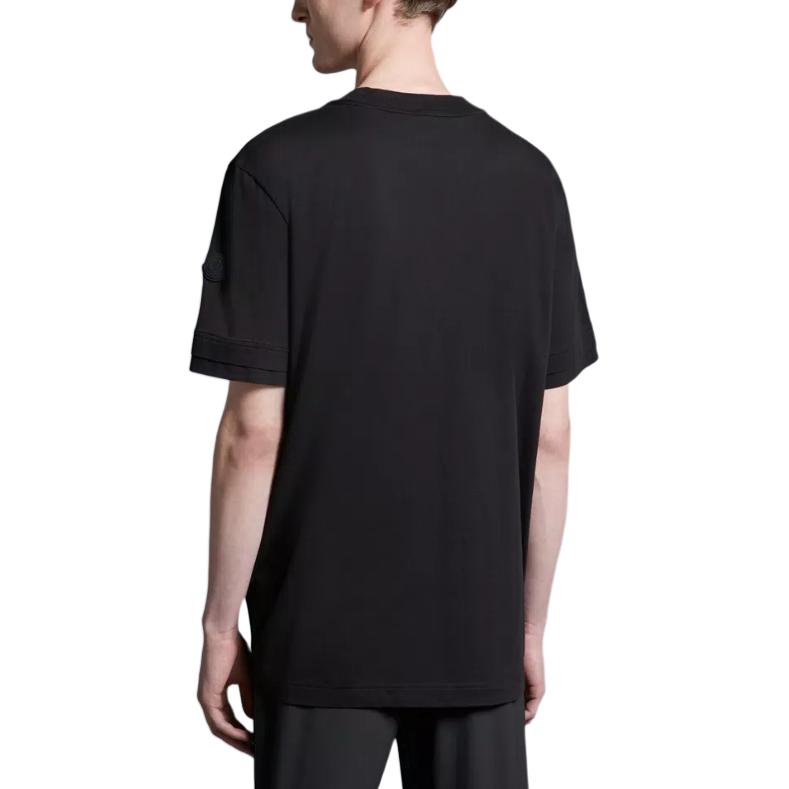 Moncler Letter Print Crew Neck Casual Pullover Short Sleeve T-Shirt Men T-Shirt Black J1-091-8C00002-89A17-999