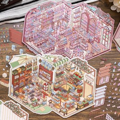 Large Size 3D Scene Stickers Shop Theme Stacking Stickers New Stationery Stickers Children Gifts