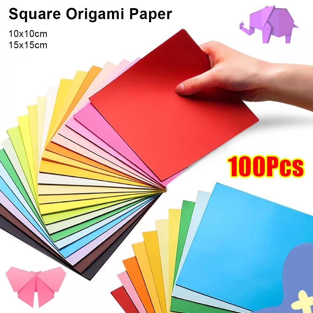 100Pcs Solid Color Square Origami Paper 20 Colors Handmade Scrapbooking Craft Decor Folding Paper