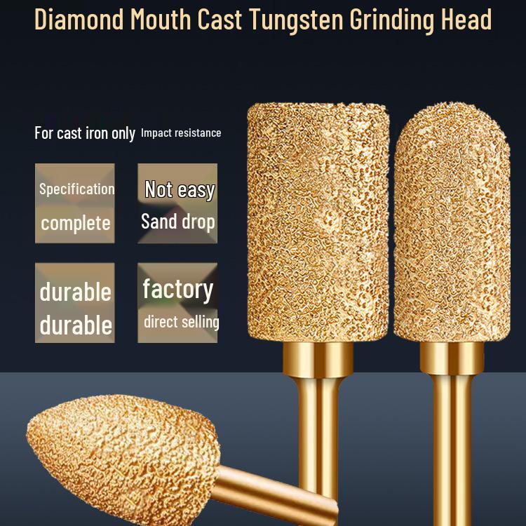 Diamond Brazed Carbide Grinding Head for Ductile Iron & Stone, Compatible with Electric Drills