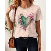 Valentine's Day Women's T Shirt Floral Casual Short Sleeve Round Neck Regular Tops Daily Print Beige Summer