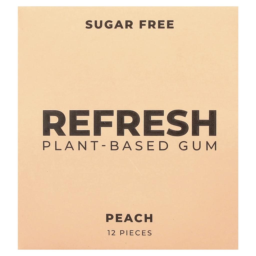 Refresh Gum Vegetable Gum, Peach, 12 Pieces