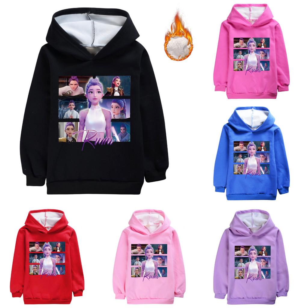 5061 Детская толстовка для девочек Kpop Rumi Zoey Mira Rumi с принтом, с длинными рукавами, бархатная, теплая, зимняя