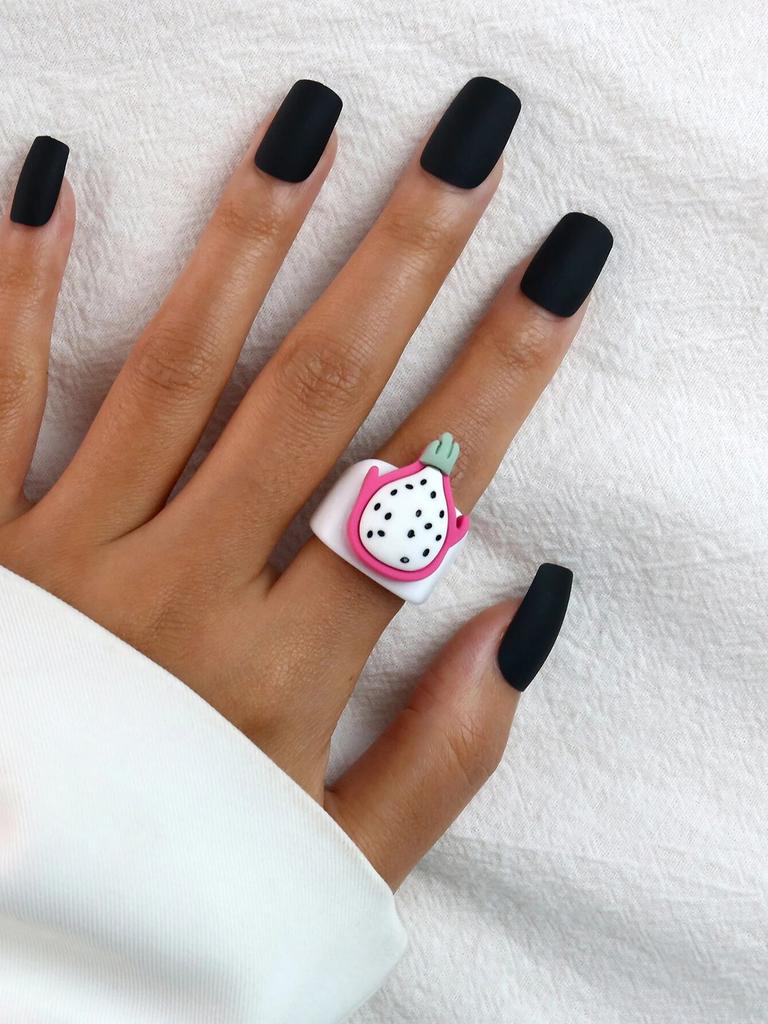 Кольцо с фруктами из мультфильма, женское модное корейское кольцо с милыми животными из смолы, набор акриловых колец, подарок на Рождество, день рождения, ювелирные изделия для девочек