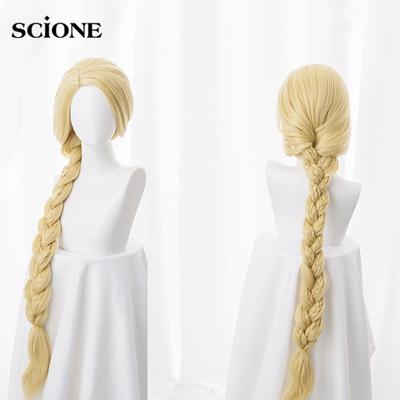 Запутанная история принцессы, 120 см, 47 дюймов, прямой блондин, супер длинный парик для косплея, Рапунцель, синтетические волосы, аниме-парик + шапочка для парика