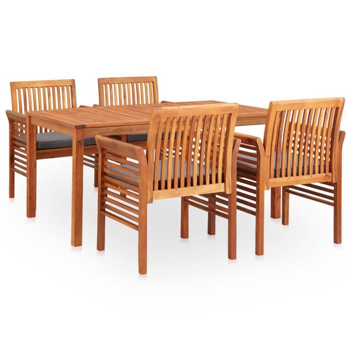 Maison Exclusive - Ensemble à manger d'extérieur 5 pcs et coussins Acacia solide