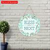 2D Flat 20*20cm1pc Bless Next Fresh Floral Wreath Round Wooden Door Signs for Home, Turquoise Color Garland Theme Home Spring&Summer Decorative Wall