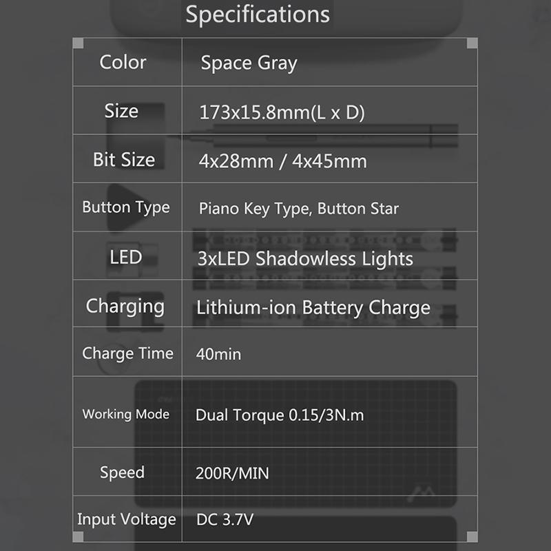 Оригинальная электрическая отвертка Xiaomi Wowstick 1F + Беспроводная литий-ионная зарядка Светодиодная отвертка Power Работа с Mi Home Smart Home Kit Продукт