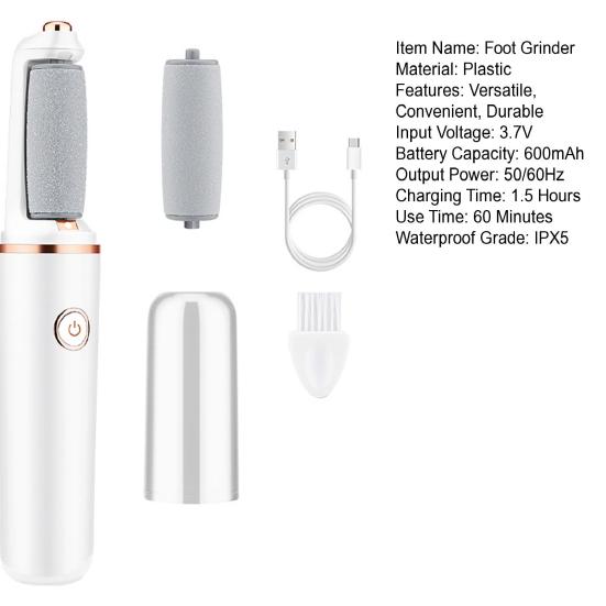 Перезаряжаемая электрическая шлифовальная машина для удаления мозолей ног, водонепроницаемый инструмент для педикюра ног для дома