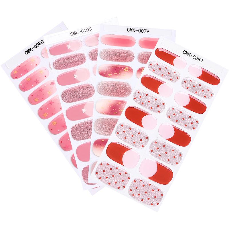Наклейки для ногтей «кошачий глаз» без запекания или УФ-защиты, трансграничные цветочные, клетчатые, в горошек гелевые наклейки для ногтей