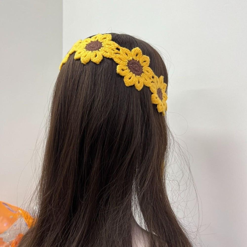 Turban Pastoral Style Headscarf Colorful Knitted Hair Band Flowers Hairband Clothing Accessories