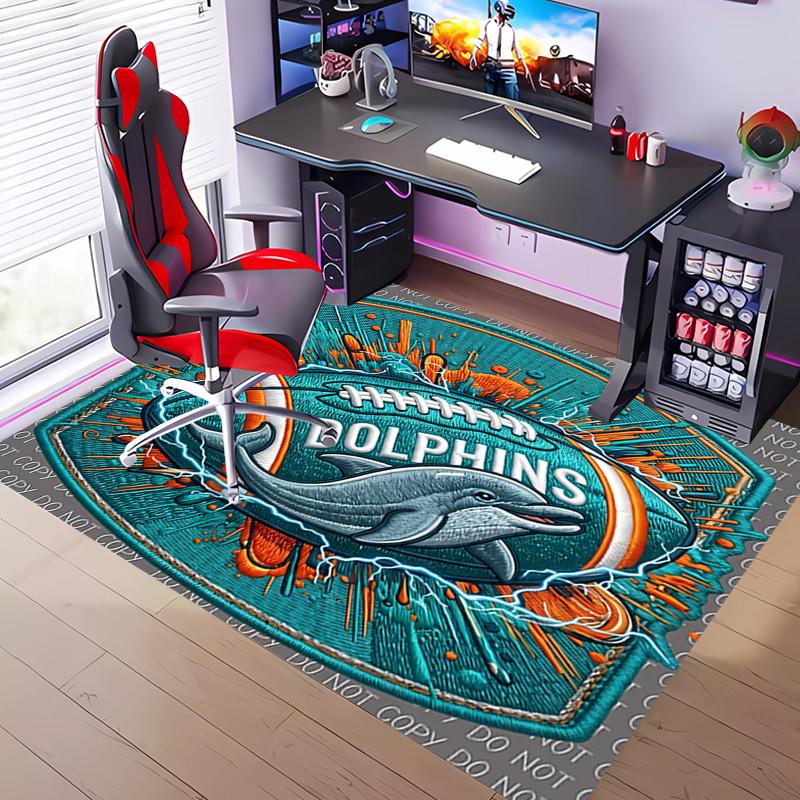 1pc Miami Dolphins logo Entrance Mat, Non-Slip Mat Area Rug,Room Decor, Outdoor Decor, Kitchen Rug,Doormat - Machine Washable, Easy to Clean