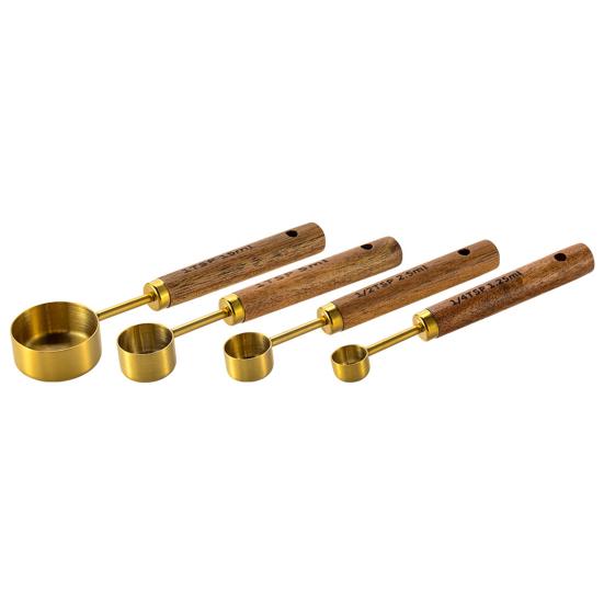 4 шт. мерная ложка с деревянной ручкой пищевой класс без BPA полированная поверхность многоразовый мерный стаканчик набор инструментов для приготовления пищи