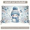 1 piece of 2D background fabric background fabric with a snowman wearing a blue hat and scarf polyester backgroundZL