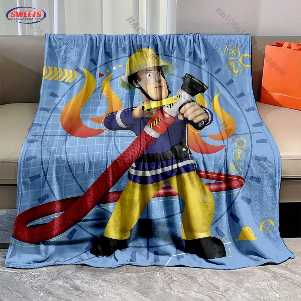 Cartoon Animation Theme Blanket Fireman S-Sam Print Blanket Home Travel Blanket Sofa Bedding Cover Blankets Gift for Boys Girls